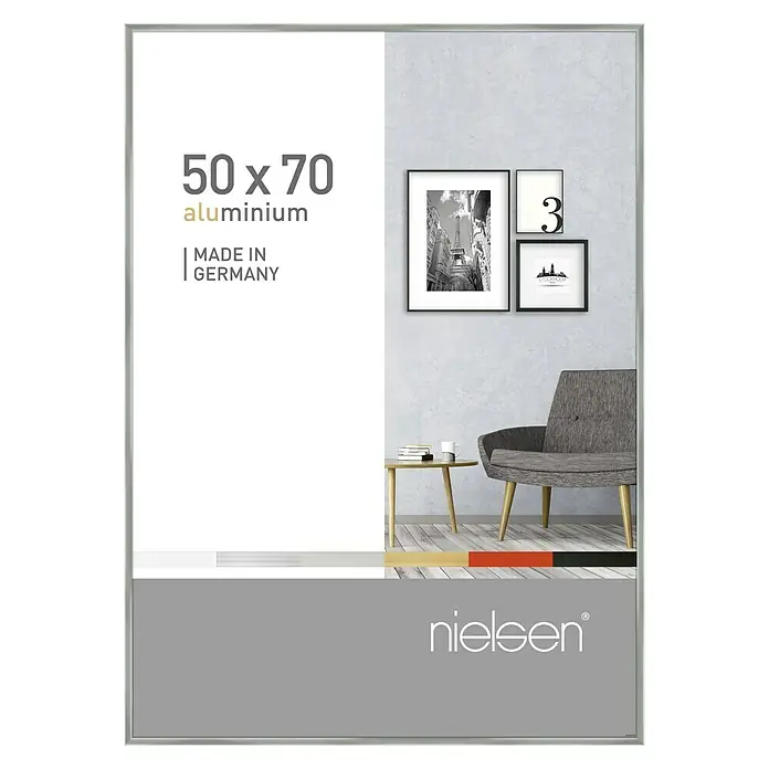 Nielsen Bilderrahmen Pixel - Silber, 50 x 70 cm, Aluminium - Vorderansicht