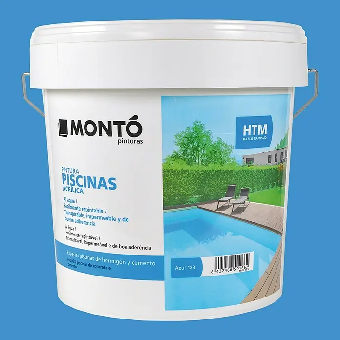 Montó Pintura para piscinas al agua HTM - Azul, 4 l, Mate sedoso