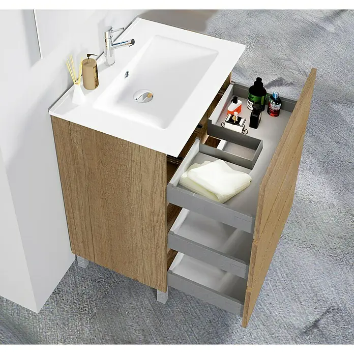 Conjunto de mueble de baño Berta - 70 cm, 3 piezas, Nebraska, Mate
