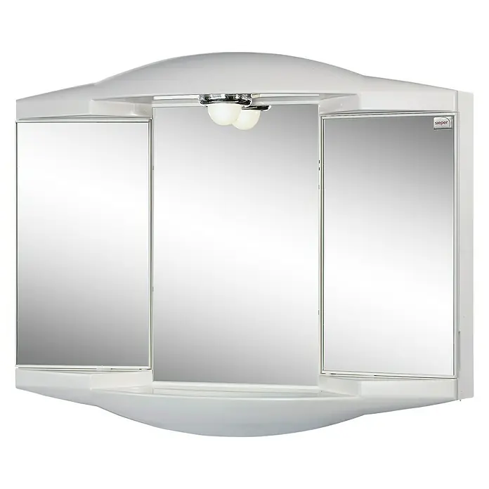 Sieper Spiegelschrank Chico GL - B x H: 62 x 52,6 cm, Mit Beleuchtung, Kunststoff, Weiß - Vorderansicht