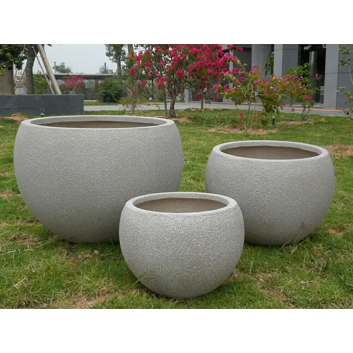 Pflanztopf Trelleborg - Außenmaß (Ø x H): 31 x 23 cm, Verbundwerkstoff, Hellgrau