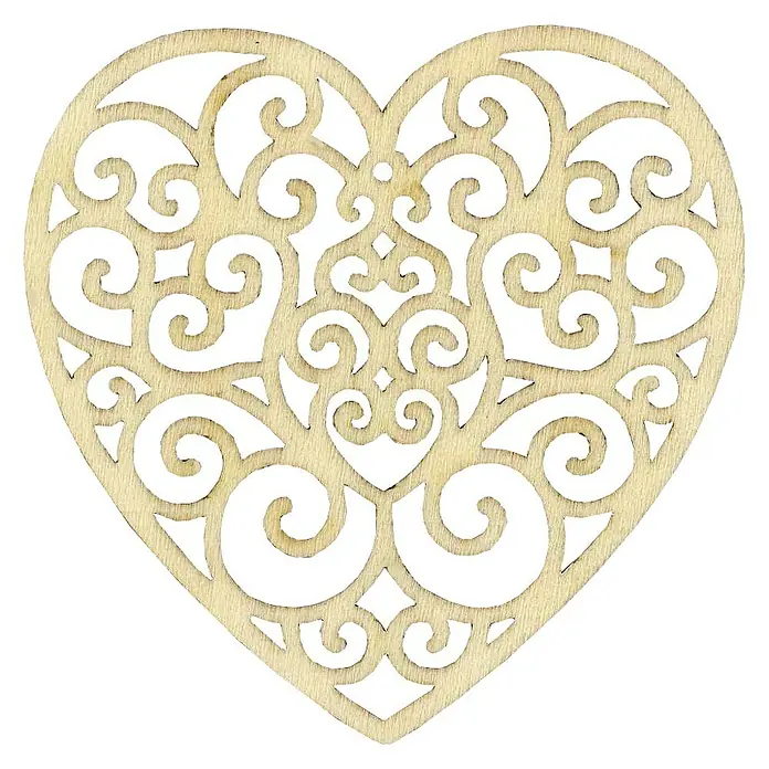 Artemio Pieza decorativa silueta Corazón calado - 8 cm x 2 mm x 8 cm, Madera