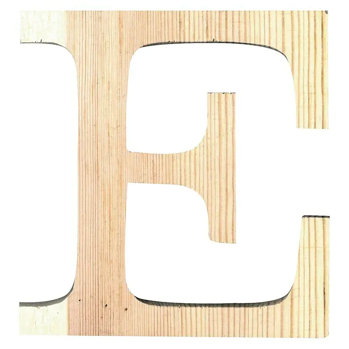 Artemio Letra de madera - Motivo: E, L x An x Al: 19 x 1 x 19 cm, Madera