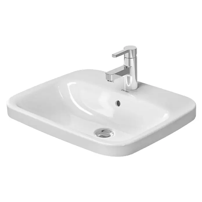 Duravit DuraStyle Einbauwaschbecken - 56 x 45,5 cm, Mit schmutzabweisender Glasur, Hahnloch: Mitte, Mit Überlauf, Weiß - Vorderansicht