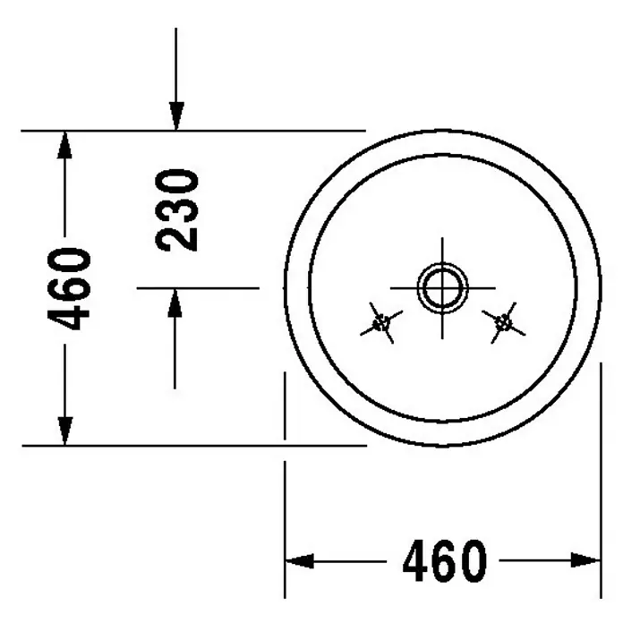 Duravit Starck 1 Waschschale - Durchmesser: 46 cm, Mit schmutzabweisender Glasur, Hahnloch: Ohne, Ohne Überlauf, Weiß