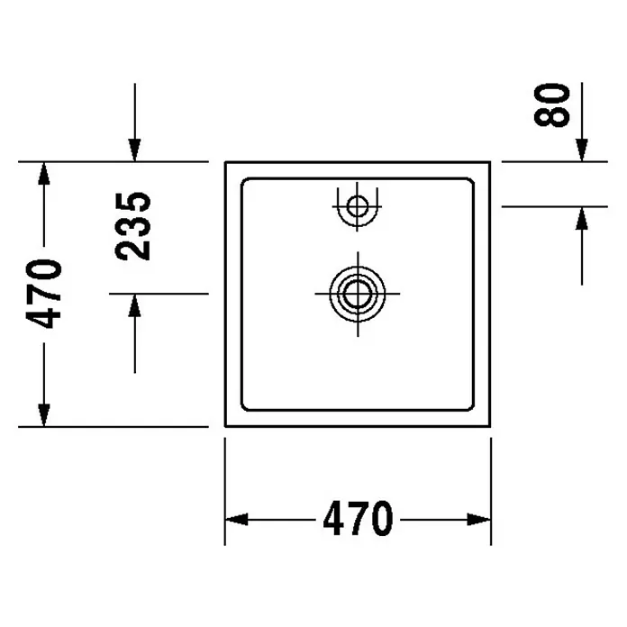 Duravit Starck 1 Aufsatzwaschbecken - 47 x 47 cm, Mit schmutzabweisender Glasur, Hahnloch: Mitte, Ohne Überlauf, Weiß