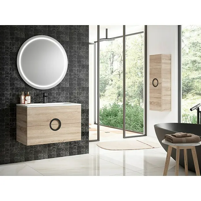 Camargue Mueble de lavabo Round - L x An x Al: 45 x 70 x 50 cm, Roble, Mate