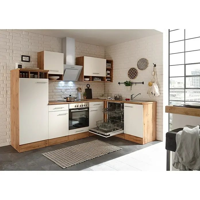 Respekta Winkelküche BEKBL280EWC - 172 x 280 cm, Weiß