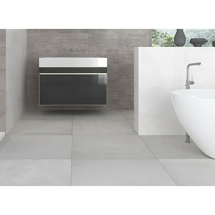 Pavimento porcelánico Chester - 50 x 50 cm, Blanco, Rectificado, Efecto cemento