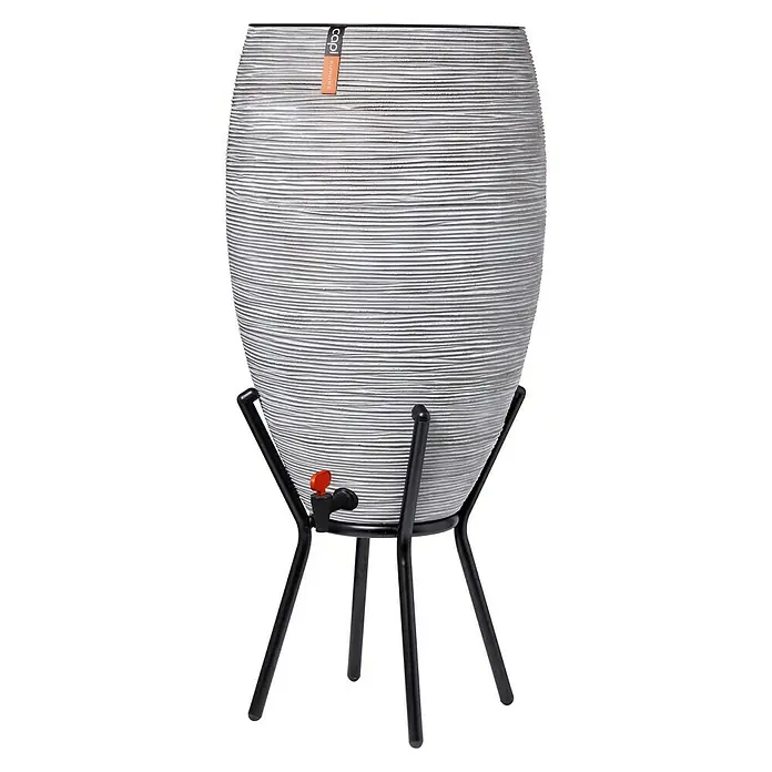 Capi Europe Regenton Rib met bloembak - 130 l, Ivoor
