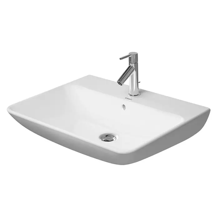 Duravit ME by Starck Waschtisch Typ 2 - 65 x 49 cm, Mit schmutzabweisender Glasur, Hahnloch: Mitte, Mit Überlauf, Weiß - Vorderansicht