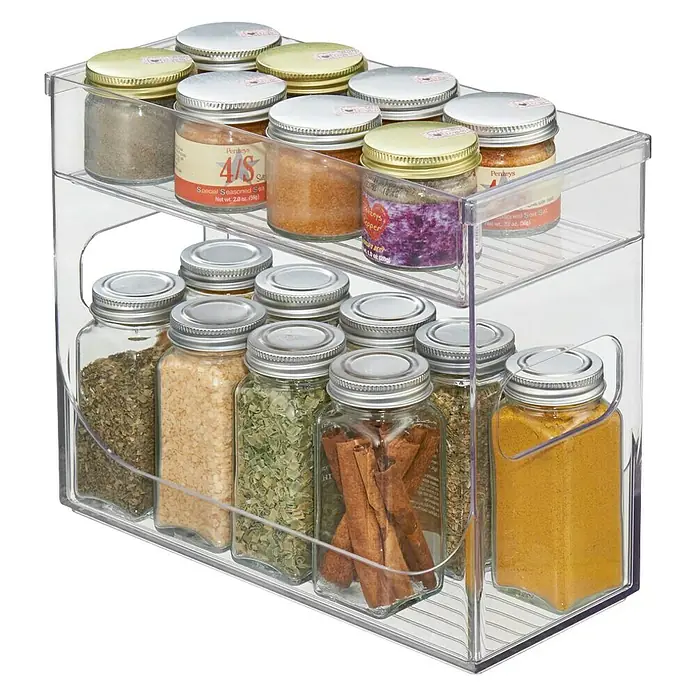 Especiero con bandeja Binz - L x An x Al: 25,78 x 11,58 x 21,59 cm, Plástico, Transparente