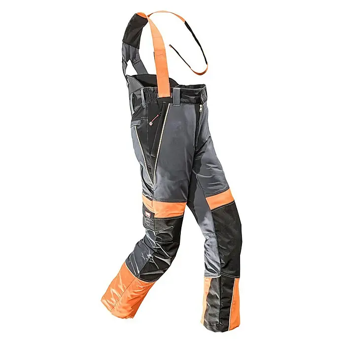 Bullstar Schnittschutzhose Proximo mit Hosenträger - Konfektionsgröße: 56, Orange/Schwarz - Vorderansicht