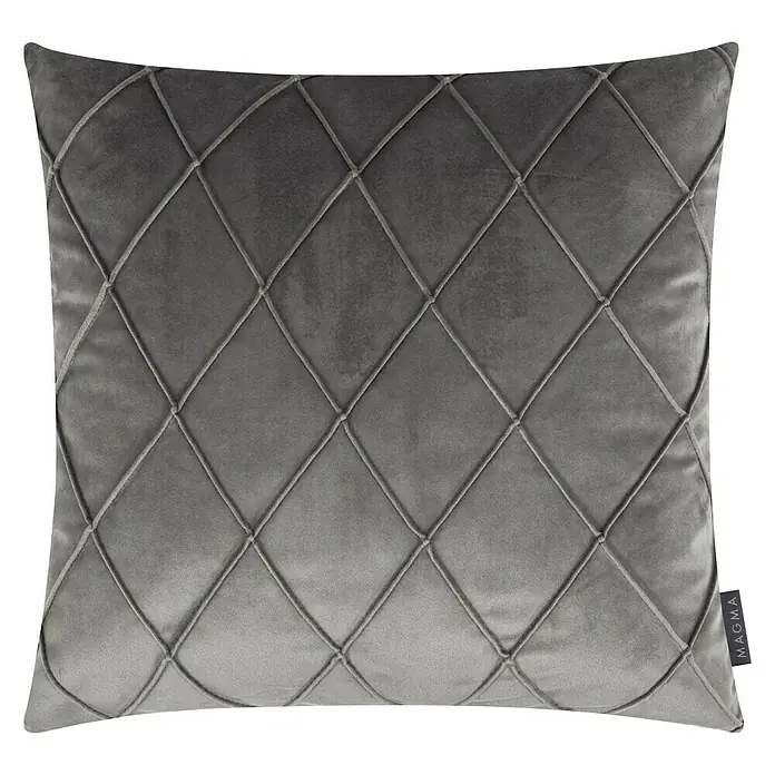 Kissen Samt II - Grau, 50 x 50 cm, 100 % Polyester - Vorderansicht