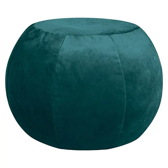 Sitting Point Sitzhocker Plump Veluto - Petrol, Ø x H: 45 x 50 cm, 100 % Polyester - Vorderansicht