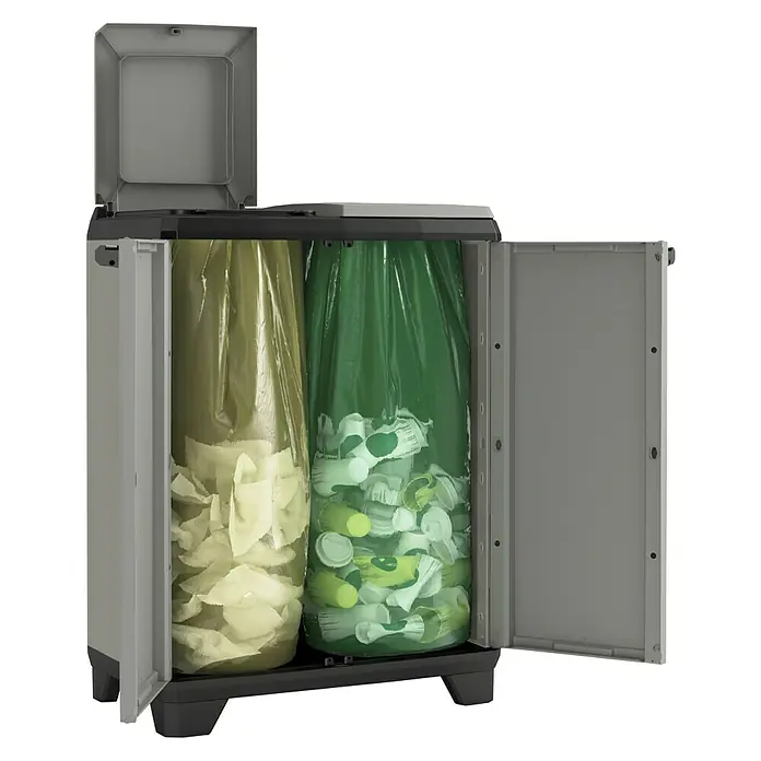 Keter Kunststoffschrank Planet für Müllbeutel - L x B x H: 39 x 68 x 90 cm - Linke Seitenansicht