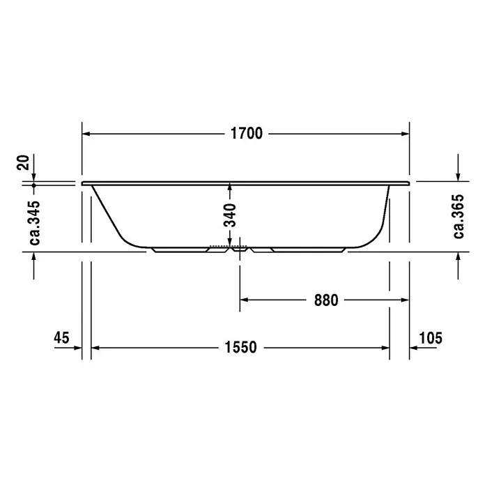 Duravit DuraStyle Badewanne - 170 x 75 cm, Sanitäracryl, Weiß
