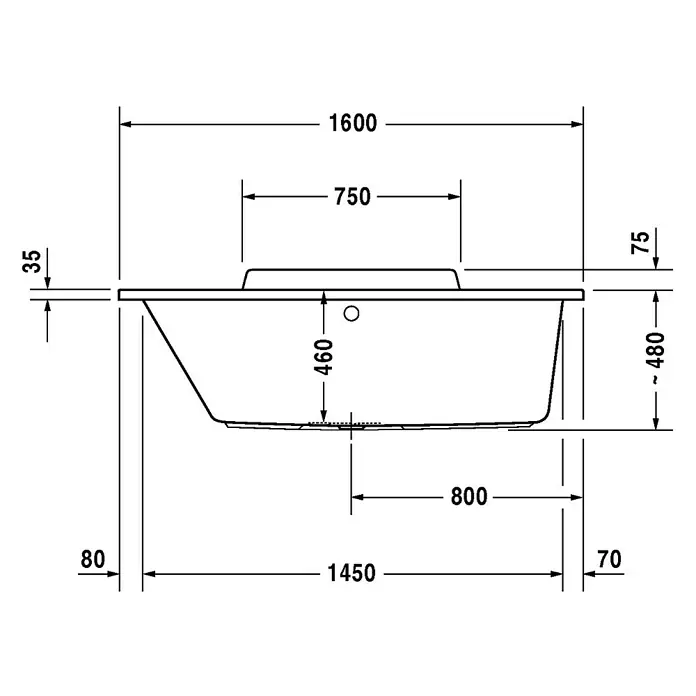 Duravit DuraStyle Badewanne - 160 x 70 cm, Rückenschräge Links, Sanitäracryl, Weiß