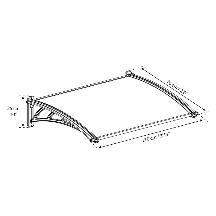 Palram – Canopia Nadstrešnica Apus - 1.190 x 760 x 250 mm, Boja nosača: Antracit siva