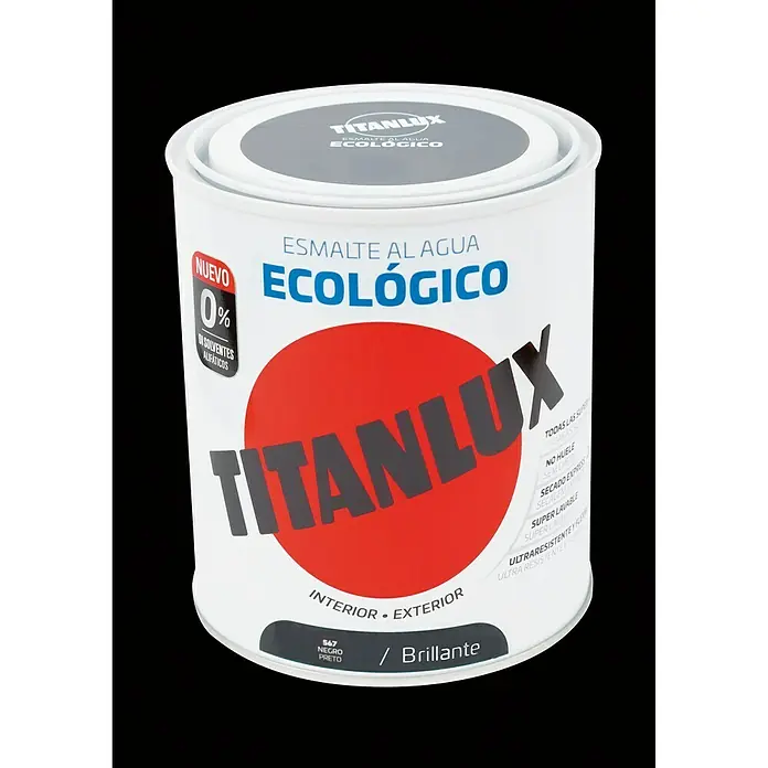 Titanlux Esmalte de color Eco - Negro, 250 ml, Brillante