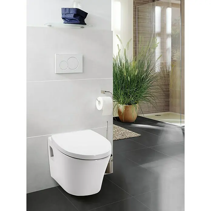 Camargue Wand-WC Rom - Spülrandlos, Ohne Spezialglasur, Spülform: Tief, WC Abgang: Waagerecht, Weiß
