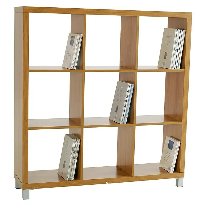 Estantería de madera Kubox 9 huecos - An x Al: 111 x 118 cm, MDF, Arce