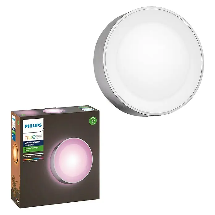 Philips Hue Aplique exterior LED Daylo - 15 W, 22 x 22 x 7,6 cm, Plateado, IP44