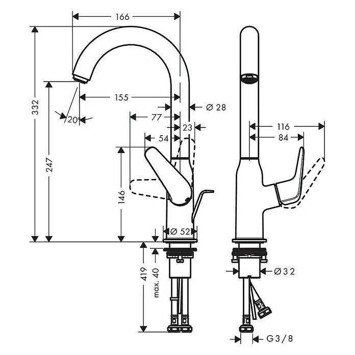 Hansgrohe Novus Waschtischarmatur 240 - Chrom