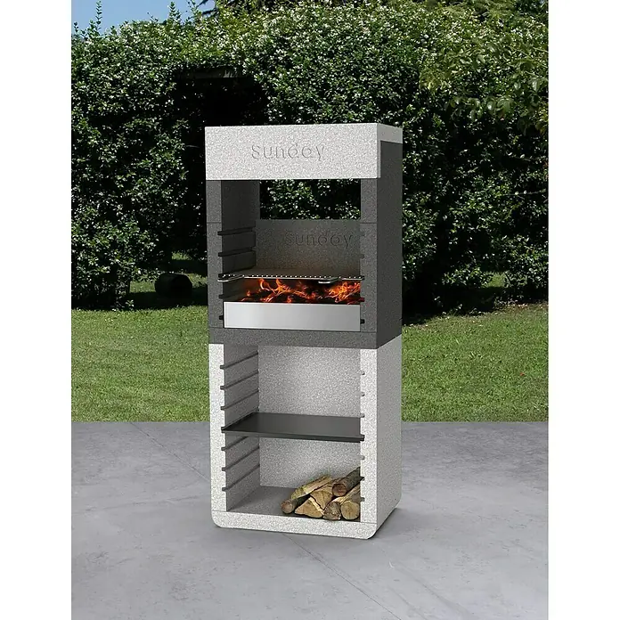 Sunday Gartenkamin One Hood - Hauptgrillfläche: 60 x 40 cm, Marmoredelsplitt