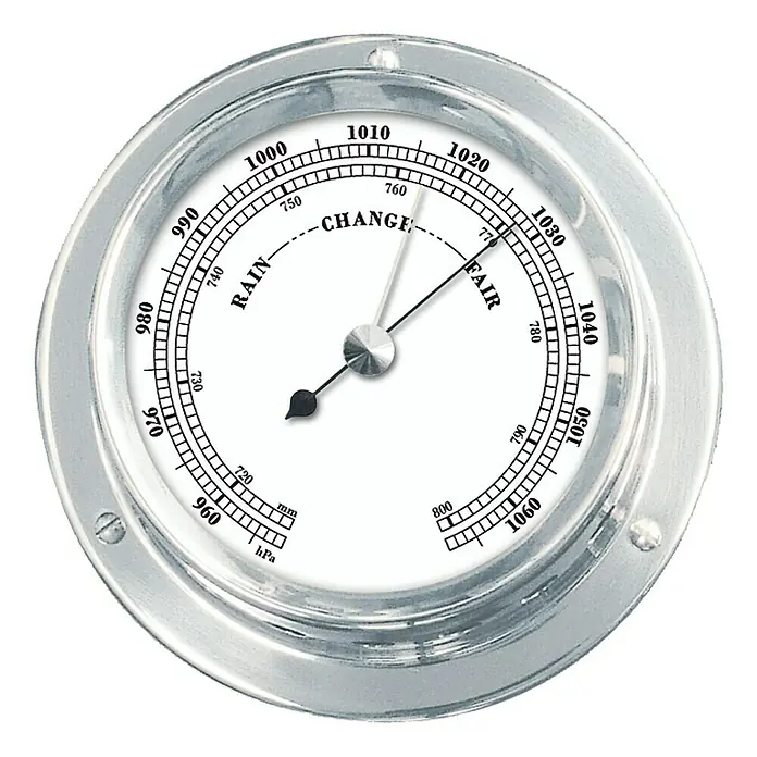 Talamex Scheepsbarometer - Diameter: 110 cm, Verchroomd, Messing - Vooraanzicht