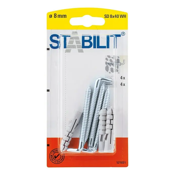 Stabilit Tipla za beton - Promjer tiple: 8 mm, Duljina tiple: 40 mm, 4 kom, S kukom - Pogled sprijeda