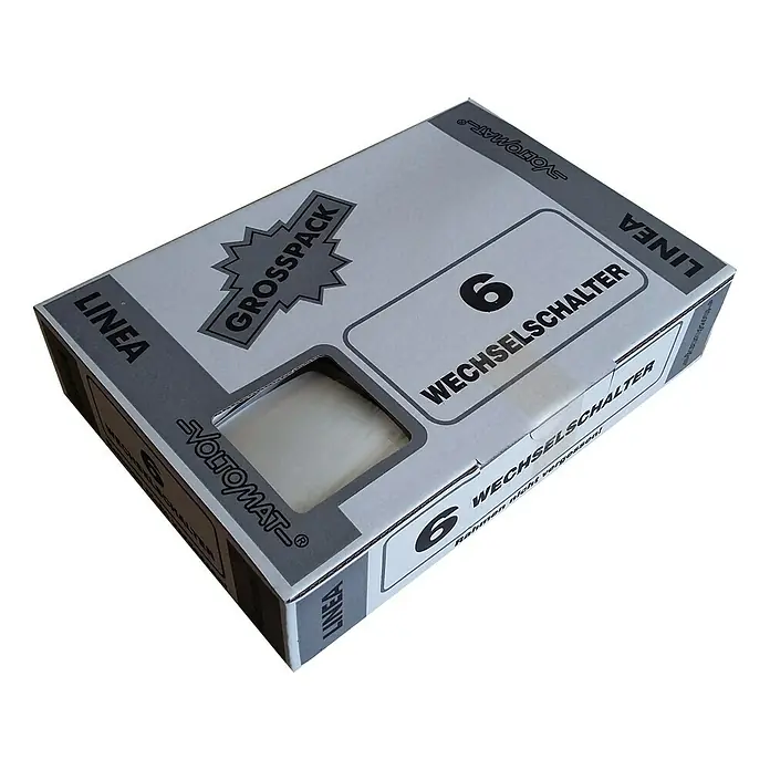 Voltomat LINEA Aus- & Wechselschalter - Alpinweiß, Unterputz, 6 Stk. - Rechte Seitenansicht