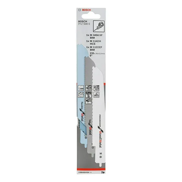 Bosch Komplet listova za sabljastu pilu - Drvo/metal/plastika, 3 -dij. - Pogled sprijeda