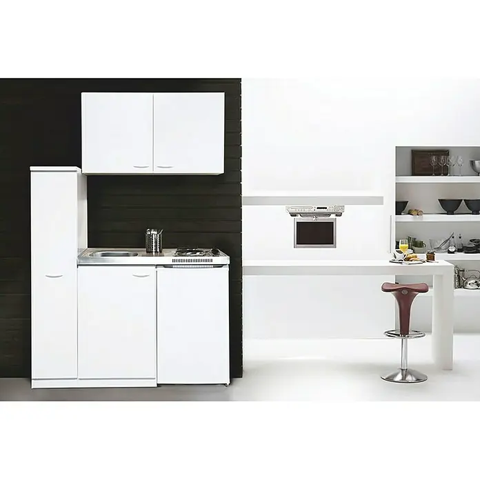 Respekta Miniküche MK130WOSC - 130 cm, Mit Glaskeramikkochfeld, Weiß