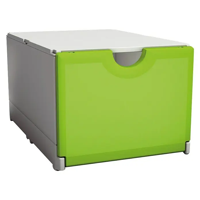 Surplus Systems Aufbewahrungsbox Plus Box - Weiß/Grün, 39,8 x 26,5 x 20,7 cm, Stapellast: 50 kg - Vorderansicht