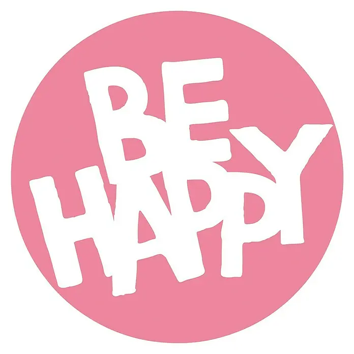 Wandtattoo Rund - Be happy, Pink, 24 x 24 cm