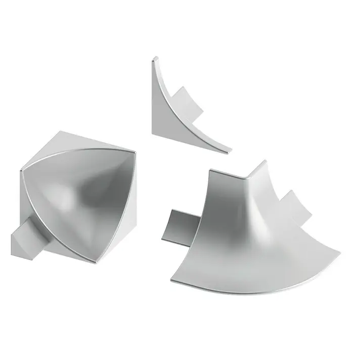 Randfugen-Ecke - Acrylnitril-Butadien-Styrol (ABS), Silber, 12 mm - Linke Seitenansicht