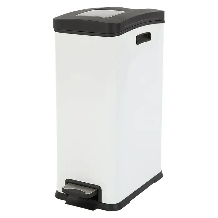 Vepa Bins Treteimer - 30 l, Weiß, Eckig, Metall - Vorderansicht