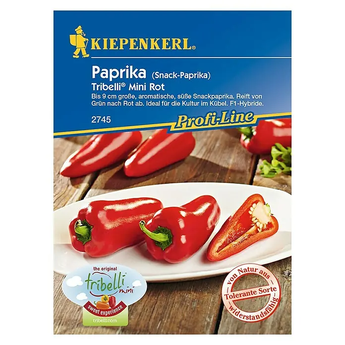 Kiepenkerl Profi-Line Gemüsesamen Paprika Tribelli Mini - Capsicum annuum, Erntezeit: Juli - Vorderansicht