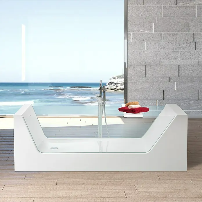 Ottofond Freistehende Badewanne Optic - 181 x 81 cm, Mineralguss, Weiß - Vorderansicht