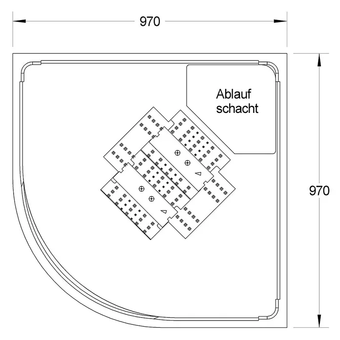 Ottofond Duschwannenträger Andros - 96,5 x 96,5 cm, Expandiertes Polystyrol, Weiß - Ansicht von oben