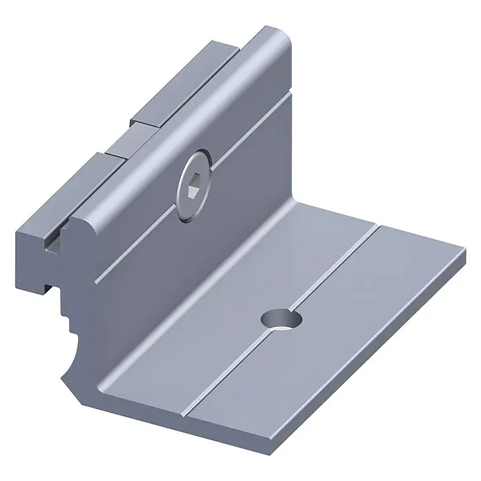Kantoflex Coaxis Befestigungsflansch - 23,5 x 50 mm, Aluminium, Blank, Traglast: 25 kg, Passend für: Coaxis Säulenprofile - Linke Seitenansicht