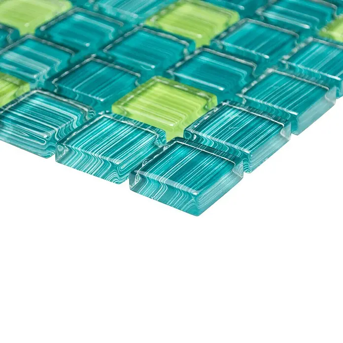 Mosaikfliese Quadrat Crystal XCM 8250 - 32,7 x 30,2 cm, Grün, Glänzend - Vorderansicht