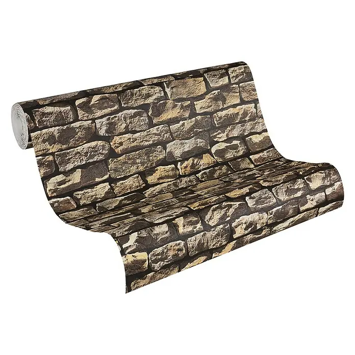 AS Creation Vliestapete Wood-n-Stone - Beige/Braun/Schwarz, Steinoptik, 10,05 x 0,53 m - Linke Seitenansicht