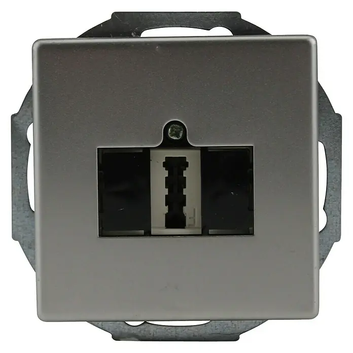Voltomat FERA TAE-Telefondose - Silber, 3x6 NFN, Edelstahl, Unterputz - Vorderansicht
