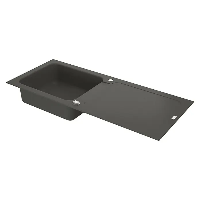 Carea Einbauspüle Botia - 118 x 50 cm, CAREAlith®, Betongrau - Rechte Seitenansicht