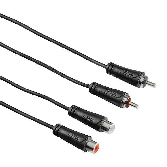 Hama Audio-Verlängerungskabel - 2 x Cinch-Kupplung, 2 x Cinch-Stecker, 3 m - Vorderansicht
