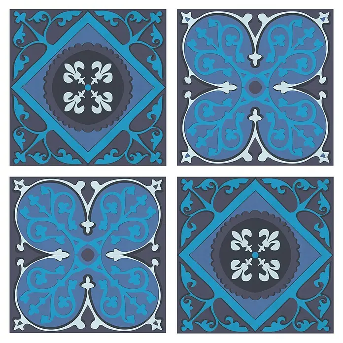 Fliesensticker - Portugiesische Azulejo, 15 x 15 cm, 4 -tlg. - Ansicht von oben