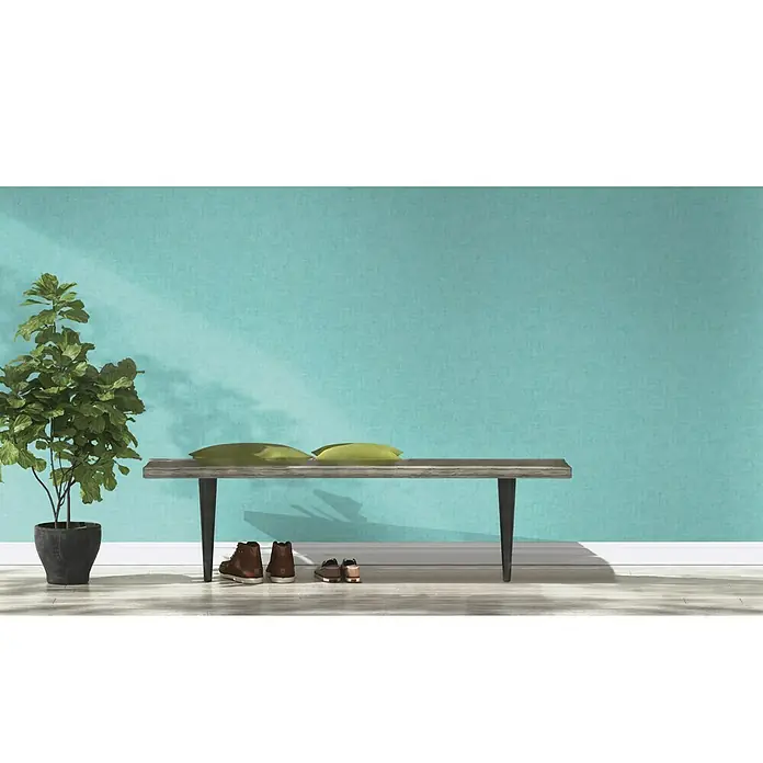 Rasch Vliestapete - Blau, Lebendige Struktur, Uni, 10,05 x 0,53 m - Stimmungsaufnahme