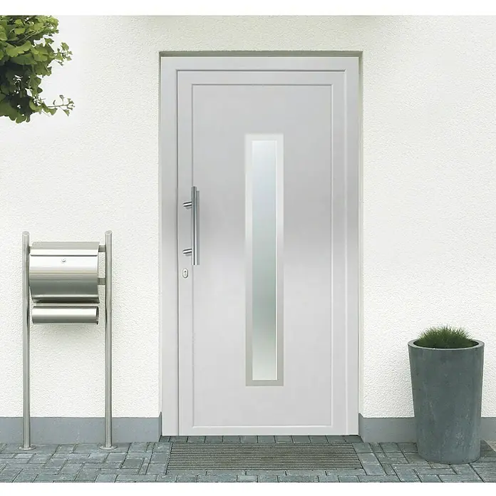 Solid Elements Kunststoffhaustür - 100 x 210 cm, DIN Anschlag: Links, Weiß - Stimmungsaufnahme